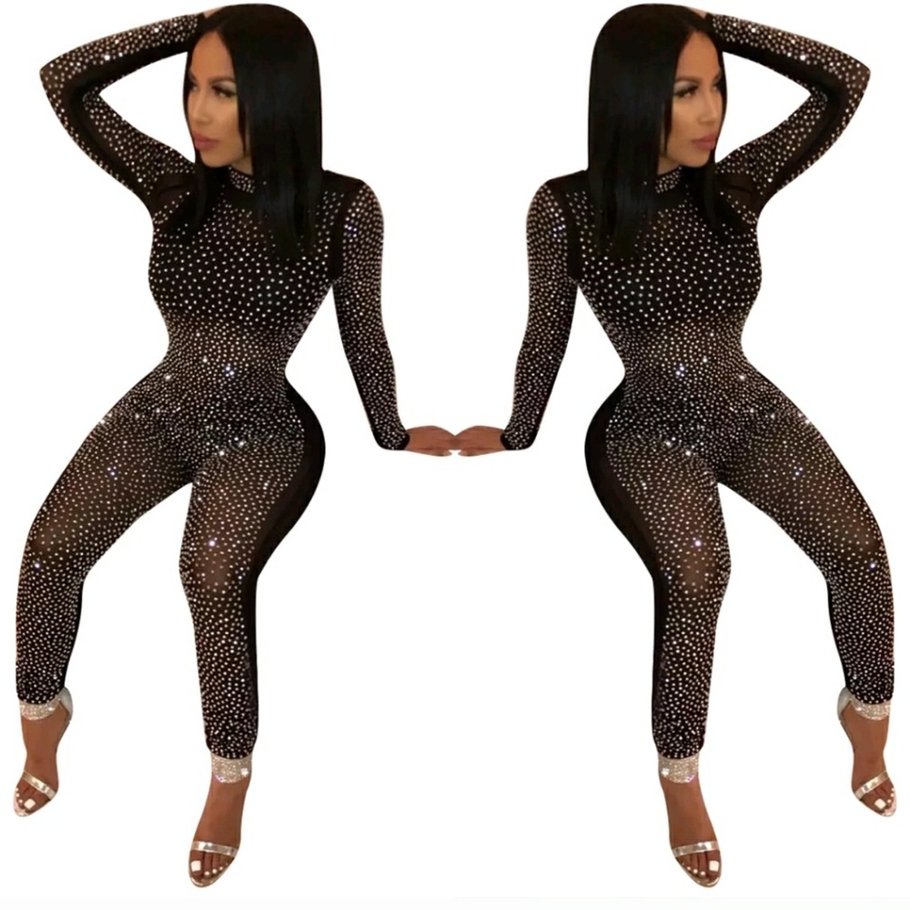 Rhinestones Studded Catsuit